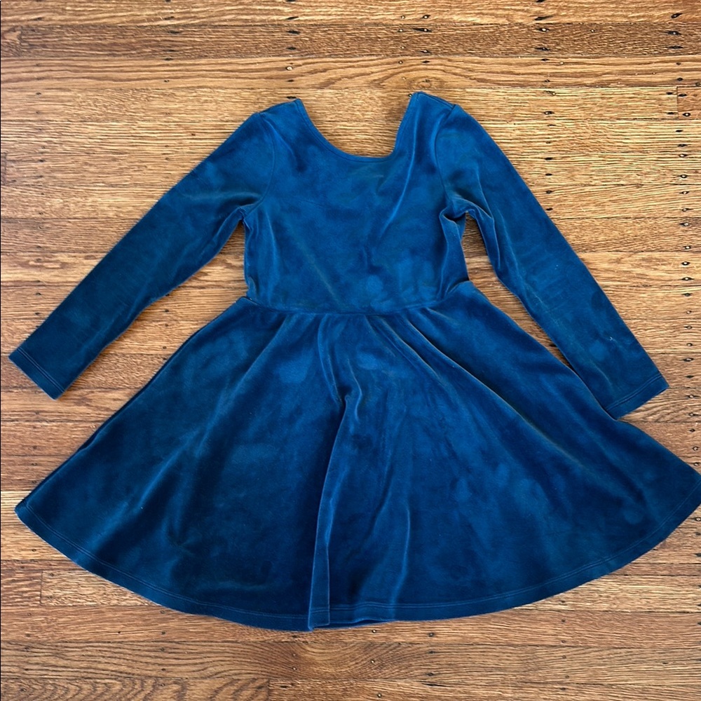 Blue Velvet Long Sleeve Dress